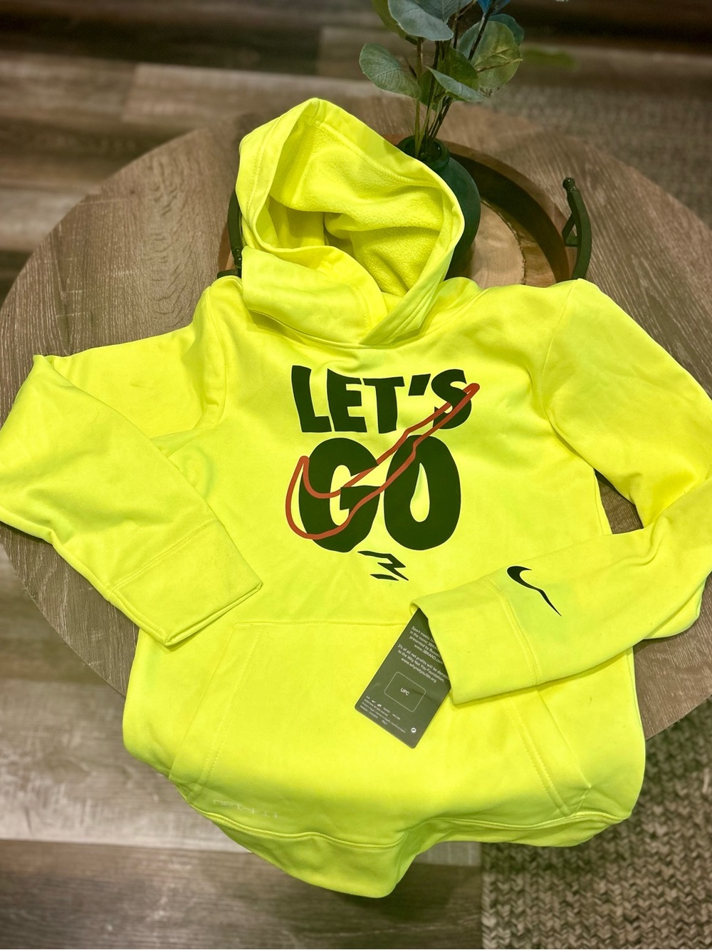 Nike Kids Neon Yellow "LET'S GO" Hoodie
